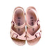 A Pink Sandals from Birkenstock in size 6T for girl. (Back View)