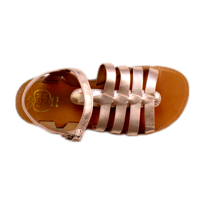 A Metallic Sandals from Pom d’Api in size 7Y for girl. (Front View)