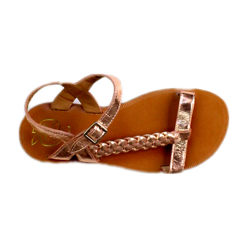 A Metallic Sandals from Pom d’Api in size 7Y for girl. (Front View)