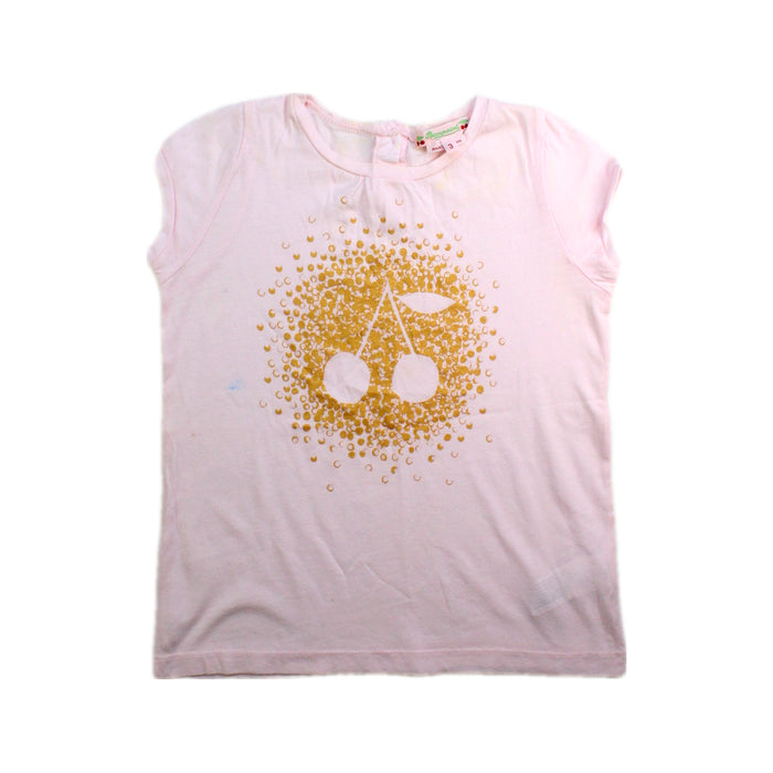A Pink Short Sleeve Tops from Bonpoint in size 3T for girl. (Front View)