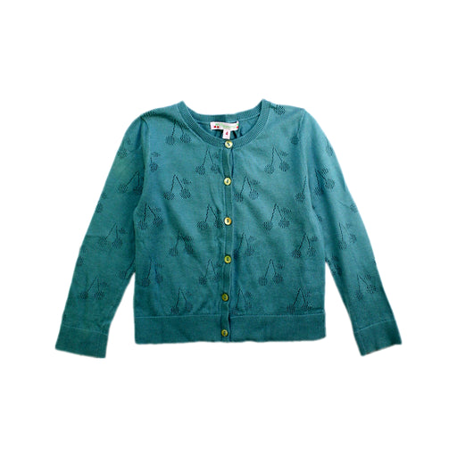 A Teal Cardigans from Bonpoint in size 4T for girl. (Front View)