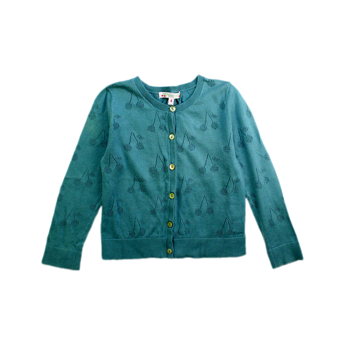 A Teal Cardigans from Bonpoint in size 4T for girl. (Front View)