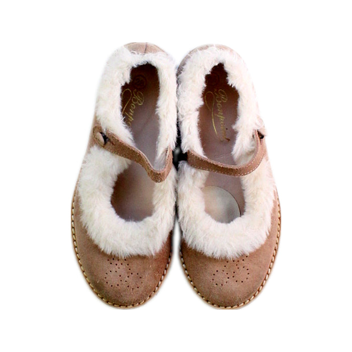 A Beige Flats from Bonpoint in size 5T for girl. (Back View)