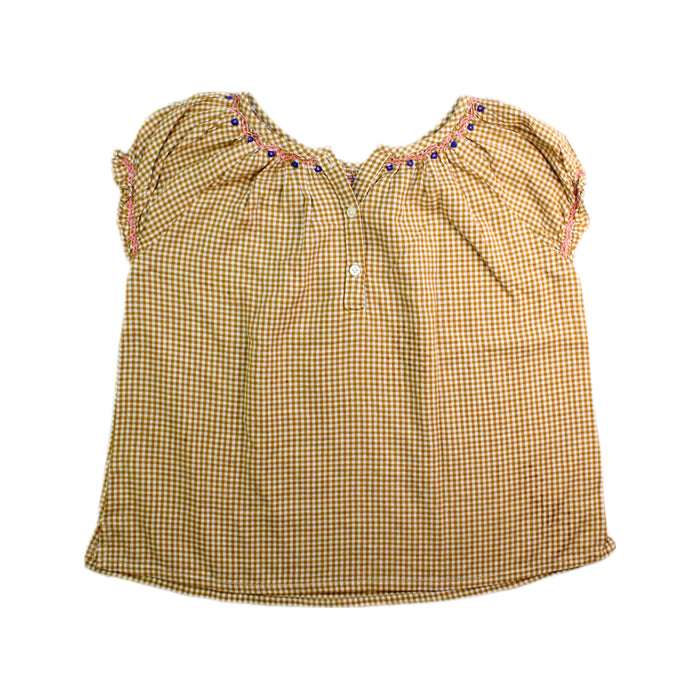 A Beige Short Sleeve Tops from Velveteen in size 8Y for girl. (Back View)