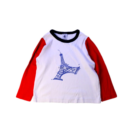 A Red Long Sleeve T Shirts from Petit Bateau in size 3T for boy. (Front View)