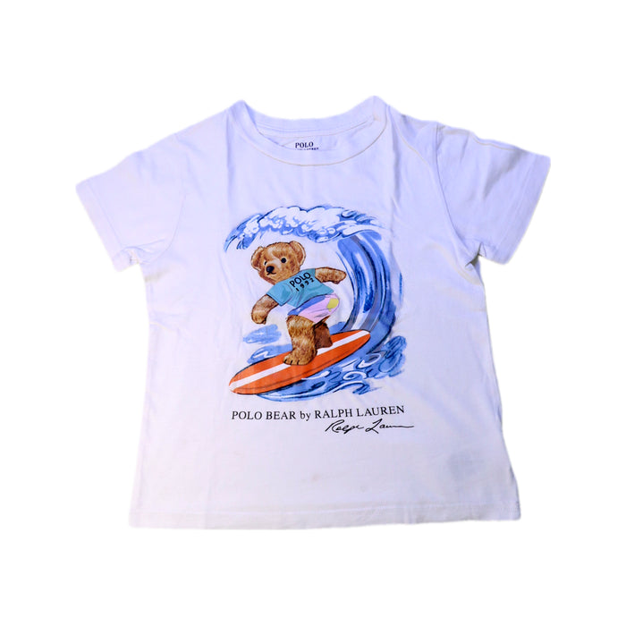 A White Short Sleeve T Shirts from Polo Ralph Lauren in size 4T for boy. (Front View)