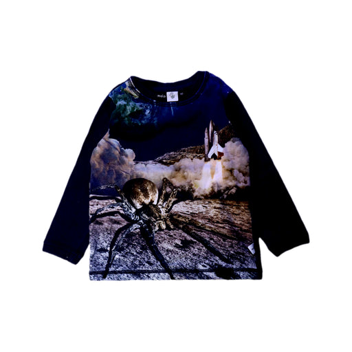 A Black Long Sleeve T Shirts from Molo in size 2T for boy. (Front View)
