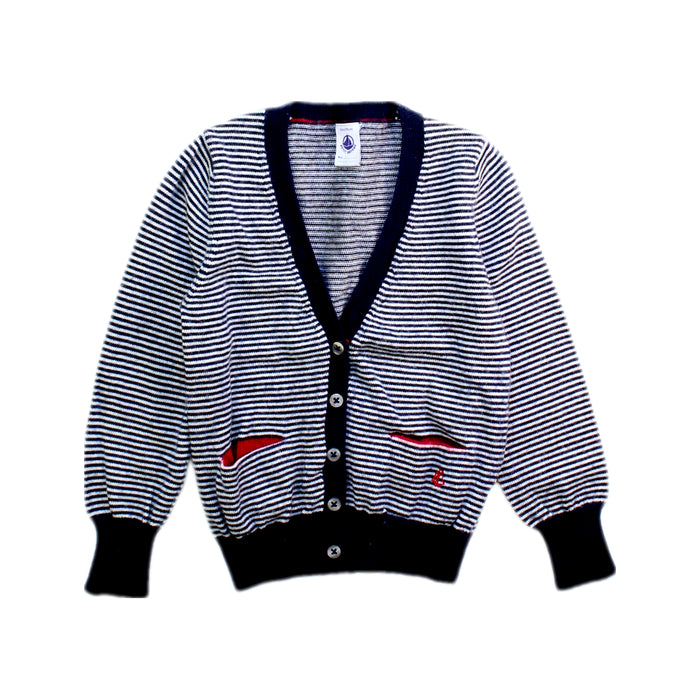 A Blue Cardigans from Petit Bateau in size 3T for boy. (Front View)