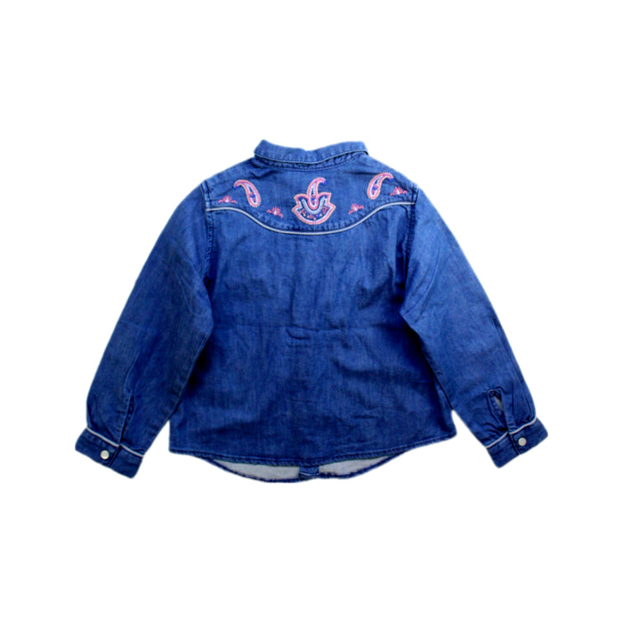 A Blue Long Sleeve Shirts from Bonpoint in size 4T for girl. (Back View)