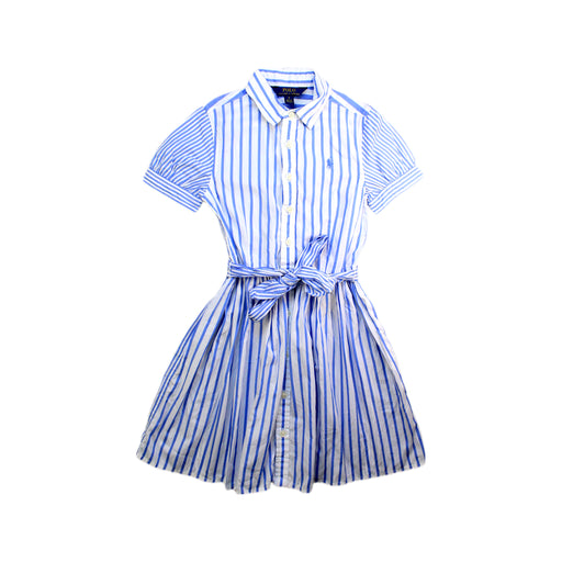 A Blue Short Sleeve Dresses from Polo Ralph Lauren in size 8Y for girl. (Front View)