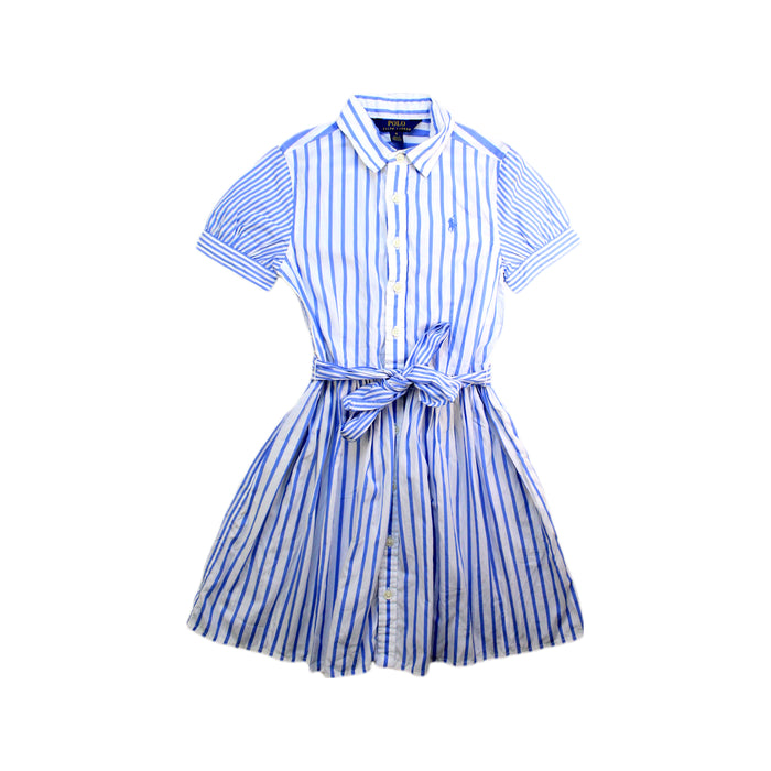 A Blue Short Sleeve Dresses from Polo Ralph Lauren in size 8Y for girl. (Front View)
