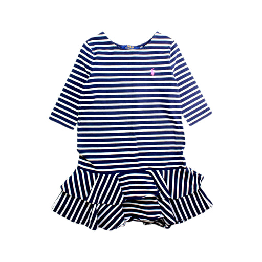 A Navy Long Sleeve Dresses from Polo Ralph Lauren in size 7Y for girl. (Front View)
