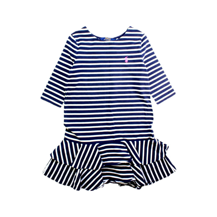 A Navy Long Sleeve Dresses from Polo Ralph Lauren in size 7Y for girl. (Front View)