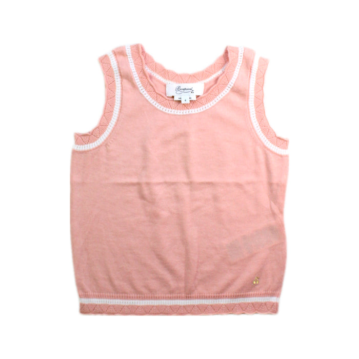 A Pink Sweater Vests from Bonpoint in size 4T for girl. (Front View)
