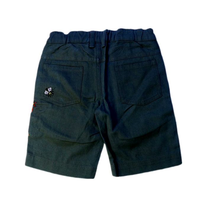 A Green Shorts from Velveteen in size 4T for neutral. (Back View)