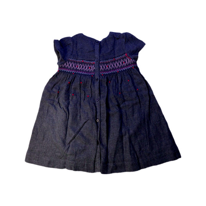 A Navy Short Sleeve Dresses from Velveteen in size 2T for girl. (Back View)