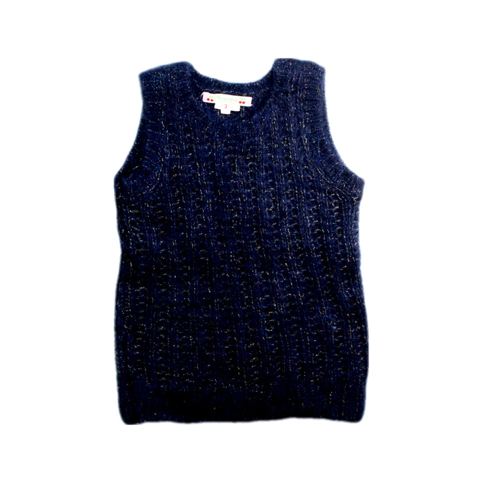 A Navy Sweater Vests from Bonpoint in size 3T for girl. (Front View)