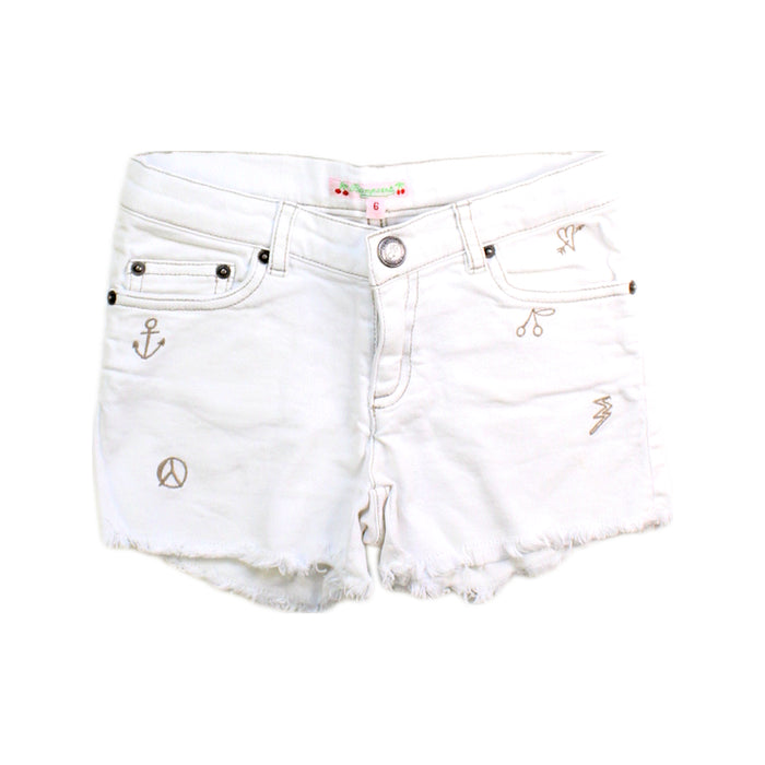 A White Shorts from Bonpoint in size 6T for girl. (Front View)