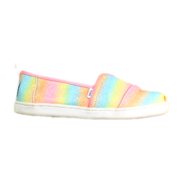A Multicolour Slip Ons from Toms in size 6T for girl. (Front View)