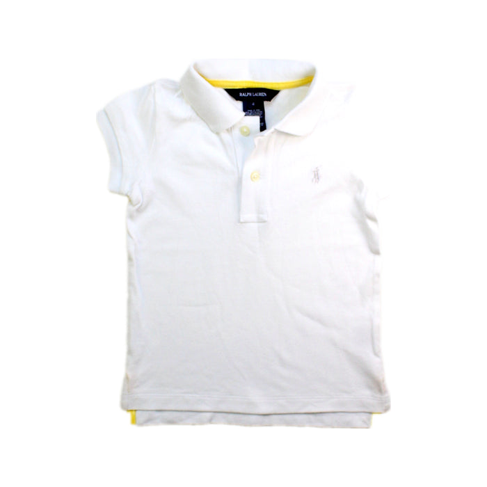 A White Short Sleeve Polos from Ralph Lauren in size 4T for girl. (Front View)