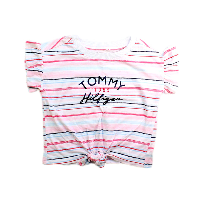 A Pink Short Sleeve Tops from Tommy Hilfiger in size 5T for girl. (Front View)