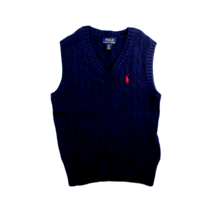 A Navy Sweater Vests from Polo Ralph Lauren in size 3T for boy. (Front View)