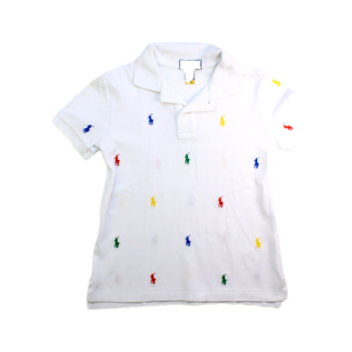 A White Short Sleeve Polos from Polo Ralph Lauren in size 4T for boy. (Front View)