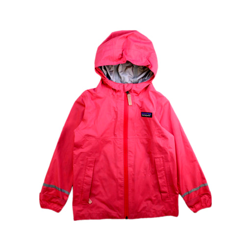 A Pink Rain Jackets from Patagonia in size 4T for girl. (Front View)