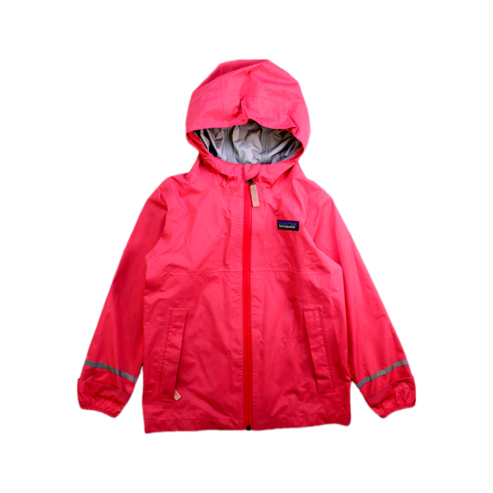 A Pink Rain Jackets from Patagonia in size 4T for girl. (Front View)