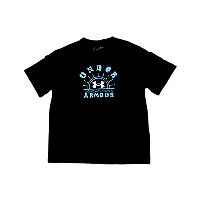 A Black Short Sleeve T Shirts from Under Armour in size 12Y for boy. (Front View)