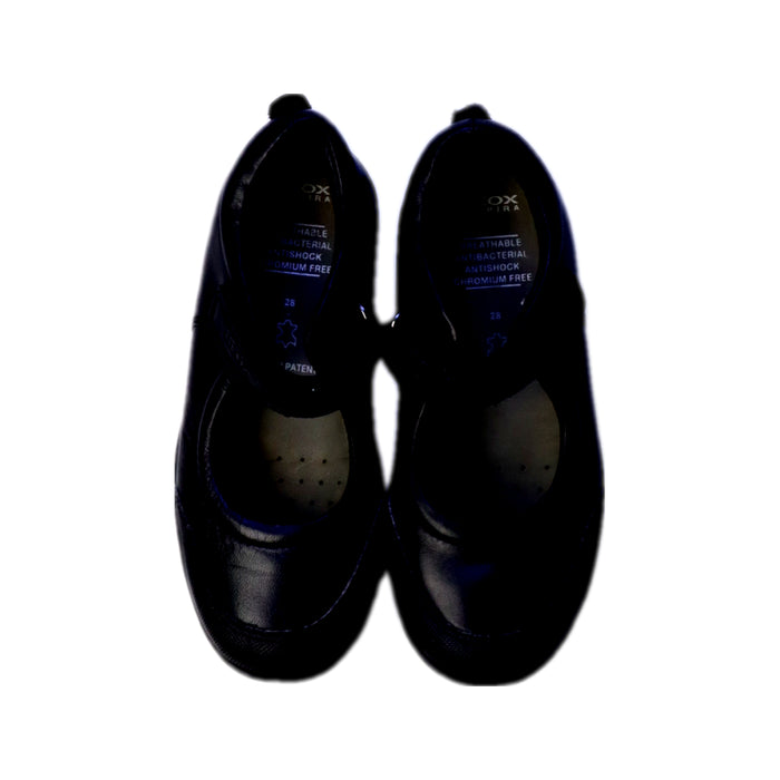 A Black Flats from Geox in size 5T for girl. (Back View)