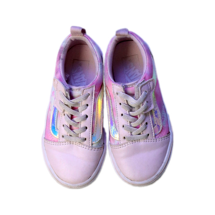 A Pink Sneakers from Vans in size 5T for girl. (Back View)