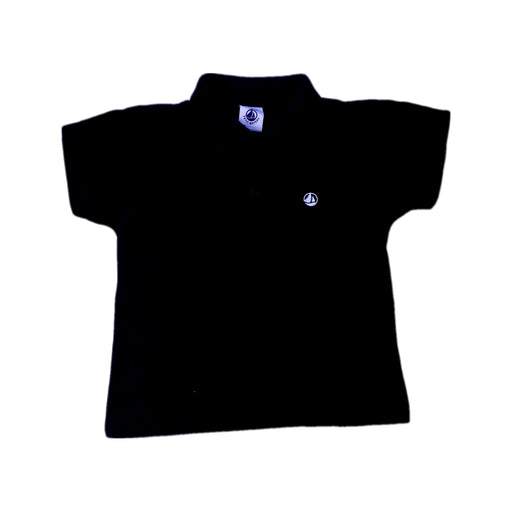A Black Short Sleeve Polos from Petit Bateau in size 6-12M for boy. (Front View)