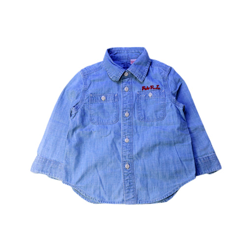A Blue Long Sleeve Shirts from Ralph Lauren in size 12-18M for boy. (Front View)