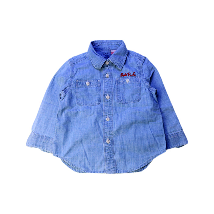 A Blue Long Sleeve Shirts from Ralph Lauren in size 12-18M for boy. (Front View)