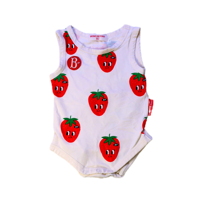 A White Sleeveless Bodysuits from Bebe de Pino in size 12-18M for girl. (Front View)