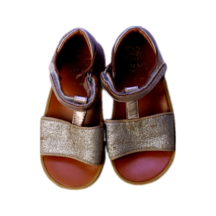 A Silver Sandals from Pom d’Api in size 4T for girl. (Back View)