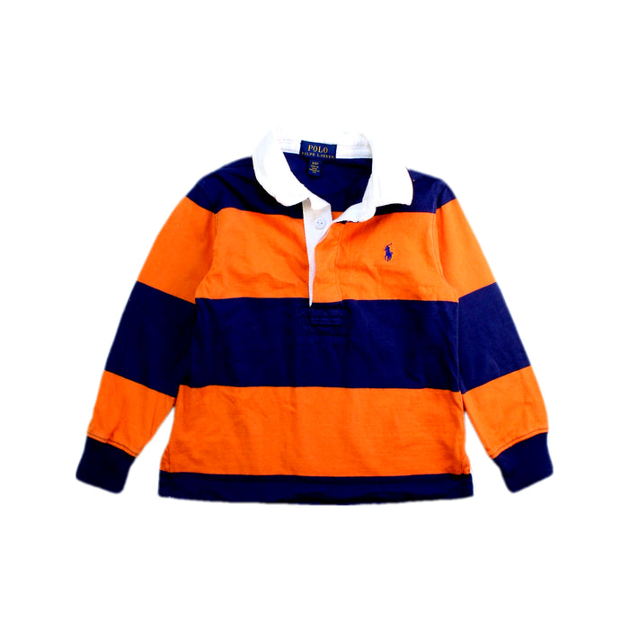 A Blue Long Sleeve Polos from Polo Ralph Lauren in size 3T for boy. (Front View)