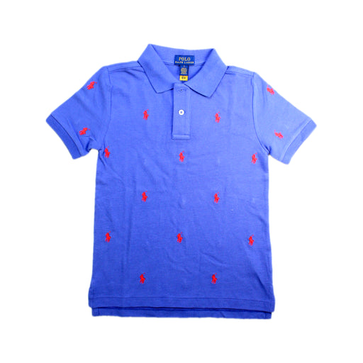 A Blue Short Sleeve Polos from Polo Ralph Lauren in size 7Y for boy. (Front View)
