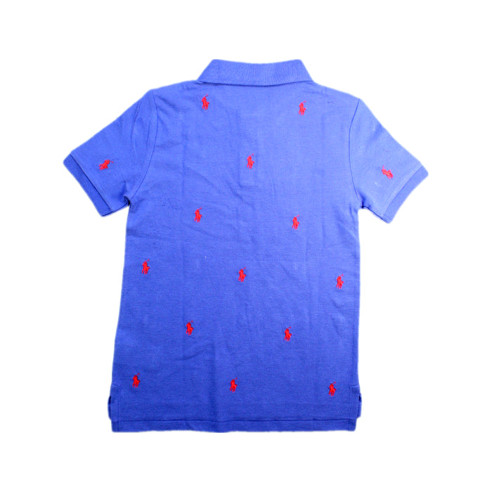 A Blue Short Sleeve Polos from Polo Ralph Lauren in size 7Y for boy. (Back View)