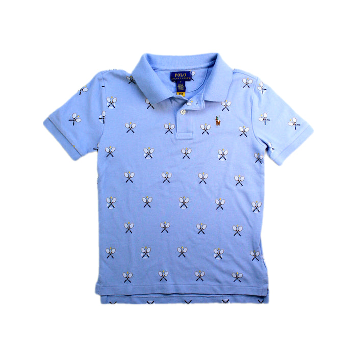 A Blue Short Sleeve Polos from Polo Ralph Lauren in size 7Y for boy. (Front View)
