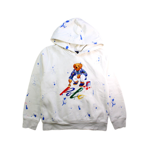 A White Hooded Sweatshirts from Polo Ralph Lauren in size 10Y for boy. (Front View)