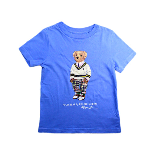 A Blue Short Sleeve T Shirts from Polo Ralph Lauren in size 4T for boy. (Front View)