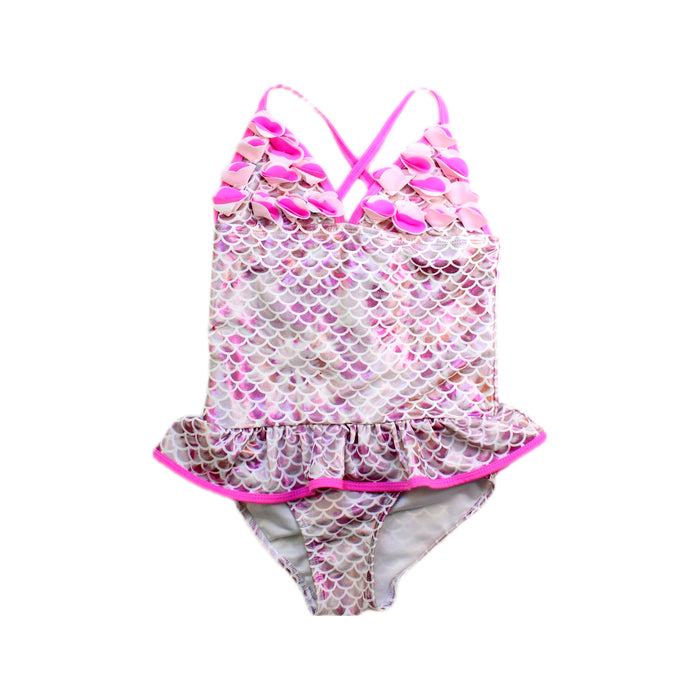 A Pink Swimsuits from Floatimini in size 6T for girl. (Front View)