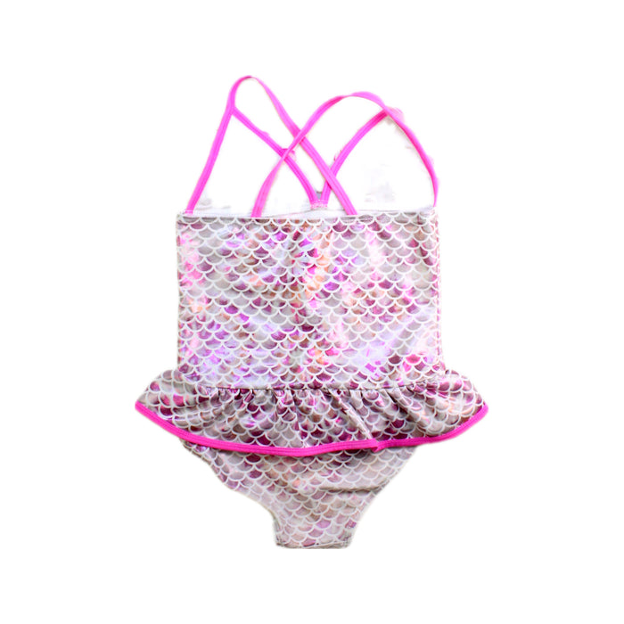 A Pink Swimsuits from Floatimini in size 6T for girl. (Back View)