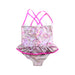 A Pink Swimsuits from Floatimini in size 6T for girl. (Back View)