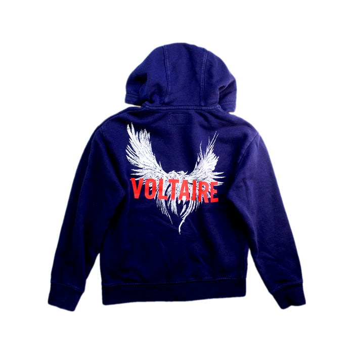 A Navy Zippered Sweatshirts from Zadig & Voltaire in size 8Y for girl. (Back View)