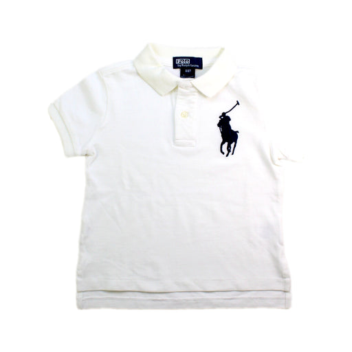 A White Short Sleeve Polos from Ralph Lauren in size 2T for boy. (Front View)
