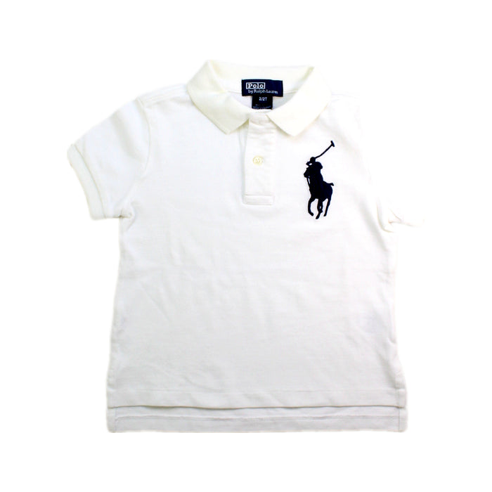 A White Short Sleeve Polos from Ralph Lauren in size 2T for boy. (Front View)