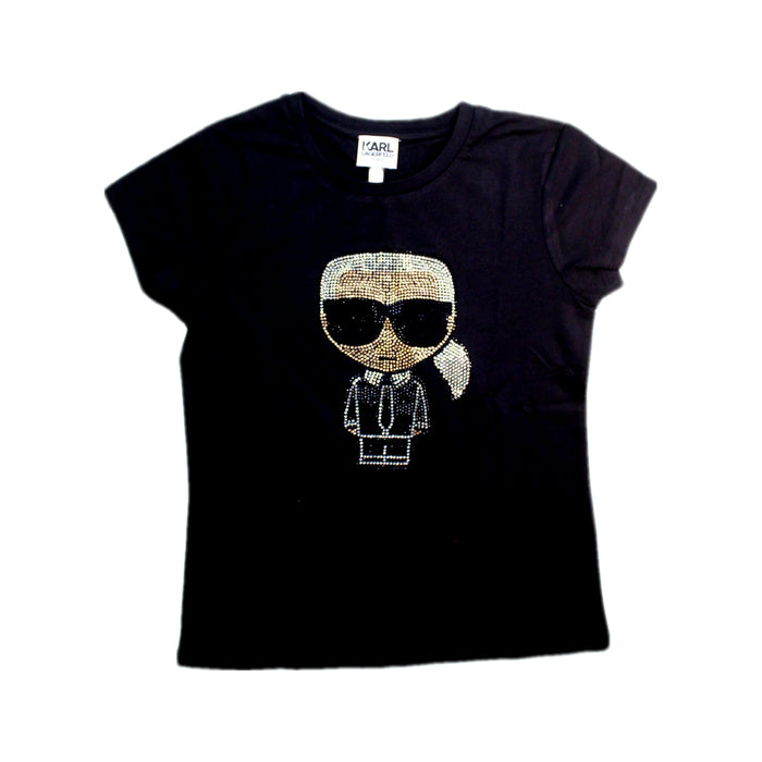 A Black Short Sleeve T Shirts from Karl Lagerfeld in size 8Y for girl. (Front View)